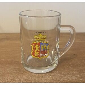 VTG Germany Souvenir Glass Mug Heraldic Crest Coat of Arms European Barware
